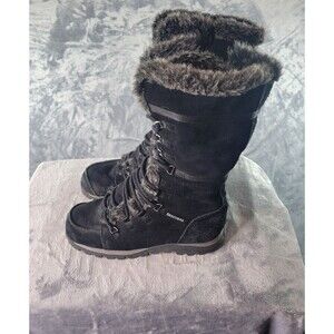 Sketchers Grand Jam Unlimited Black Suede Faux Fur Winter Boots‎ Size 8